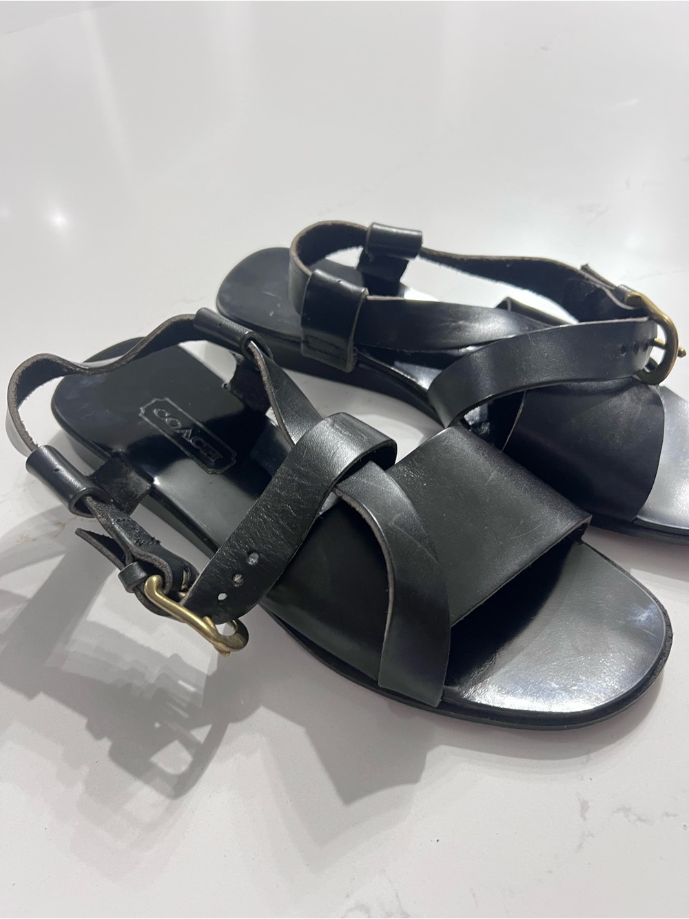 Coach Black Strap Sandals